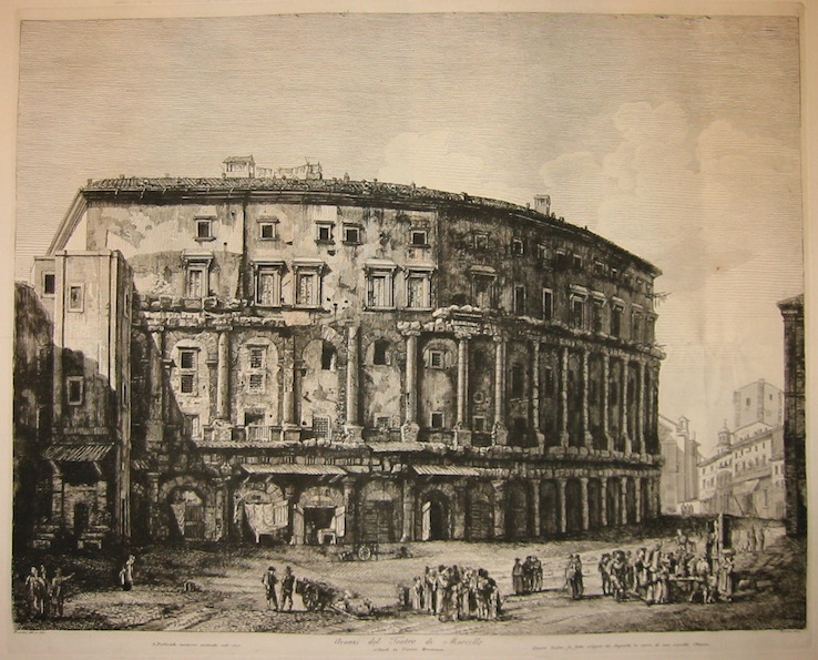 Rossini Luigi (1790-1875) Avanzi del Teatro di Marcello situato in Piazza Montanara 1821 Roma 